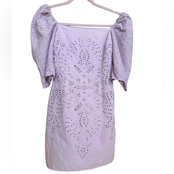 Blogger Dress Lilac Eyelet Puff Sleeve Spring XXS - Picture 3 of 7